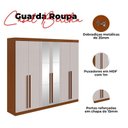 Ver imagem 4 de Guarda Roupa Casal Bertha 6 Portas Frassino Off White com Espelho - Lopas