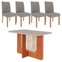 Ver imagem 1 de Conjunto de Mesa de Jantar Tampo de Vidro Off White Louise 1,30 e 4 Cadeiras Clarice Cinamomo/