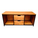 Ver mais imagens de Rack Modelo Industrial C/ Duas Gavetas e Dois Nichos - Metalon em Preto Eletrostático e Madeira Pinu