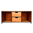 Ver imagem 1 de Rack Modelo Industrial C/ Duas Gavetas e Dois Nichos - Metalon em Preto Eletrostático e Madeira Pinu