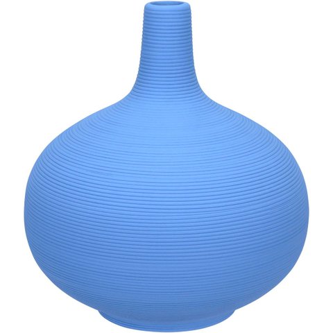 Vaso Decorativo Enfeite Planta Aparador Garrafa Cerâmica 20x18x18cm Azu