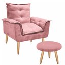 Ver imagem 1 de Poltrona Opala Cadeira Decorativa + Puff Banqueta Redondo: Rosê
