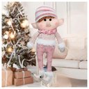 Ver imagem 1 de Boneco Pendente Natal Duende Papai Noel Rosa 33cm