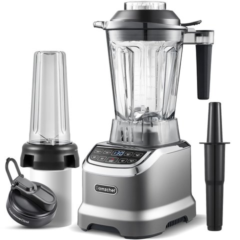 Amzchef Liquidificador Profissional 1800w com Copo 600ml e 3 Velocidades