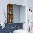 Ver imagem 1 de Armário para Banheiro Industrial com Espelho e 2 Nichos - Preto/Mel