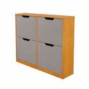 Ver imagem 1 de Sapateira Milano 4 Portas para 16 Pares de Sapato Cinza/freijó - Panorama Móveis