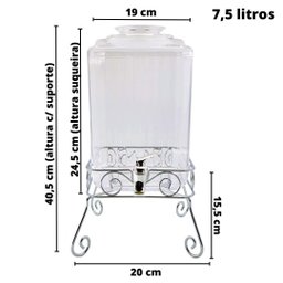 Suqueira de Acrílico 7,5L Sucos Limonada Festas Decoração - 3