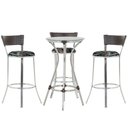 Ver imagem 1 de Kit de Mesa Bistrô com Tampo de Vidro Redondo 4 Banquetas em Alumínio e Fibra Sintética Tabaco