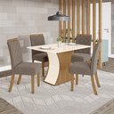 Ver imagem 1 de Conjunto Mesa de Jantar Luíza Henn sem Vidro com 4 Cadeiras Amélia - Nature/Off White/Marrom Amêndoa