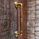 Ver imagem 4 de Puxador Duplo Victoria 305mm Café Antigo Porta Pivotante Correr Passagem Madeira Vidro  Rústico