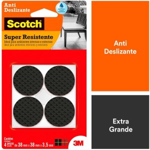 Protetor Antideslizante 3m Scotch Redondo Preto Extra Grande