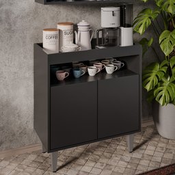 Balcão Aparador Buffet Cantinho do Café 71cm Lice M24 Preto - Mpozenato - 2 Balcão Aparador Buffet Cantinho do Café 71cm Lice M24 Preto - Mpozenato - 2