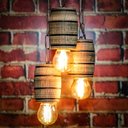 Ver imagem 4 de Luminária Lustre Pendente Barril Triplo de Madeira Maciça Colonial Retrô - Rústico + Lâmpadas