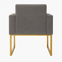 Ver imagem 5 de Kit 2 Poltronas Reforçada Recepção Base Metálico Dourado Cinza
