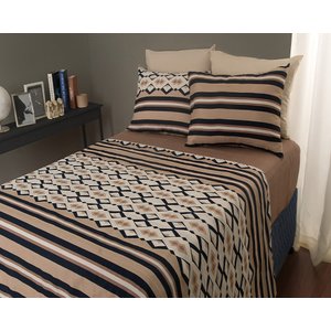 Jogo de Cama Duplo 140 Fios Realce Premium Akira Marrom Sultan