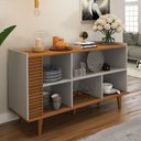 Ver imagem 2 de Balcão Buffet Elegance Ripado 3 Portas Cinamomo/off White - Panorama Móveis