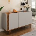 Ver imagem 1 de Balcão Buffet Elegance Ripado 3 Portas Cinamomo/off White - Panorama Móveis