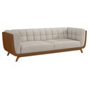 Ver imagem 1 de Sofá 3 Lugares 240cm Coin Pu Caramelo | Linho Off White - Sallar Home