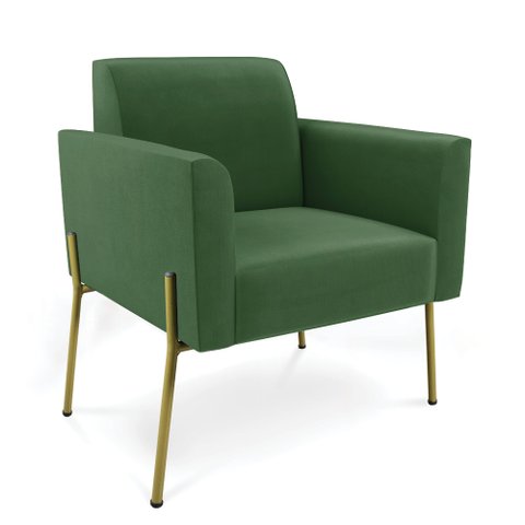 Poltrona Pé de Ferro Dourado Decorativa Marisa Suede Verde D03 - D'Rossi