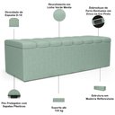 Ver imagem 3 de Calçadeira Recamier Baú para Cama de Casal King Dália 195x50 cm W01 Linho Verde Menta - Lyam Decor