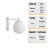 Arandela Figo Branco Globo Esfera de Vidro Branco - 5