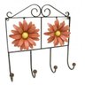 Cabide Rustico de Parede para Bolsas e Roupas Artesanal de Ferro com Flores Libertas Rosas Artesanat - 1