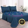 Colcha Cobre Leito Casal Roupa De Cama Kit 3 Pçs Dupla Face - Azul-marinho - 5