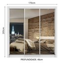Ver imagem 3 de Guarda-Roupa Casal Madesa Lyon 3 Portas de Correr de Espelho 2 Gavetas Branco Cor:Branco