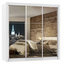 Ver imagem 2 de Guarda-Roupa Casal Madesa Lyon 3 Portas de Correr de Espelho 2 Gavetas Branco Cor:Branco