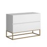 Mesa de Cabeceira 2 Gavetas Lateral Cama de Casal Eros 60cm Pés de Ferro Industrial Dourado - 3