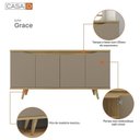 Ver imagem 6 de Buffet para Sala de Jantar 4 Portas Grace Marrom/Fendi/Hannover