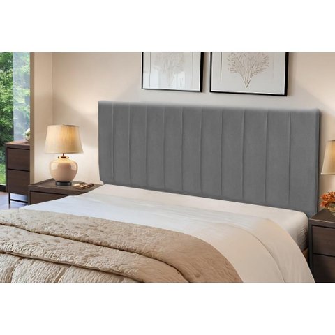 Cabeceira Estofados Casal Queen Quarto 1,64cm Lilian Suede Cinza Madelina Decor
