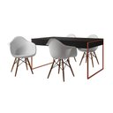 Ver imagem 6 de Mesa Jantar Industrial Preta 137X90Cm Base Cobre Com 4 Poltronas Brancas Mad Cor: Preto
