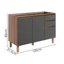 Ver imagem 3 de Balcao para Pia 2p 3g 120cm Mdf Kali 16417 Carvalho Toq Chumbo Nicioli Carvalho Toq Chumbo
