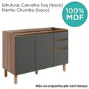 Ver imagem 4 de Balcao para Pia 2p 3g 120cm Mdf Kali 16417 Carvalho Toq Chumbo Nicioli Carvalho Toq Chumbo