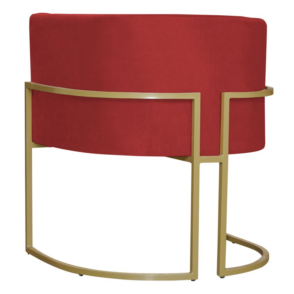 Kit 3 Poltronas Decorativa Sala de Estar Luana Base Gold Suede Vermelho - Montanaris Decor Md Montan - 3