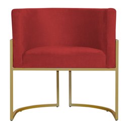 Kit 3 Poltronas Decorativa Sala de Estar Luana Base Gold Suede Vermelho - Montanaris Decor Md Montan - 2