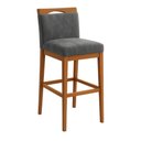 Ver imagem 2 de Banqueta Alta Cozinha Gourmet Balcão Estofada Encosto Suede:suede Cinza