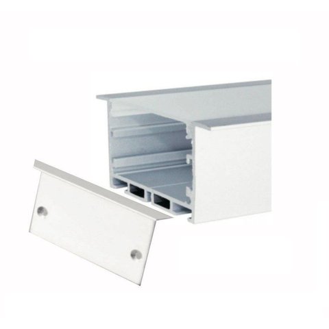 Perfil Embutir Alumínio Branco 64x32mm para Fita de Led 1 Metro