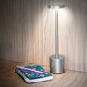 Par 2x Luminária de Mesa Touch Candeeiro Led sem Fio Recarregável Prata - 4