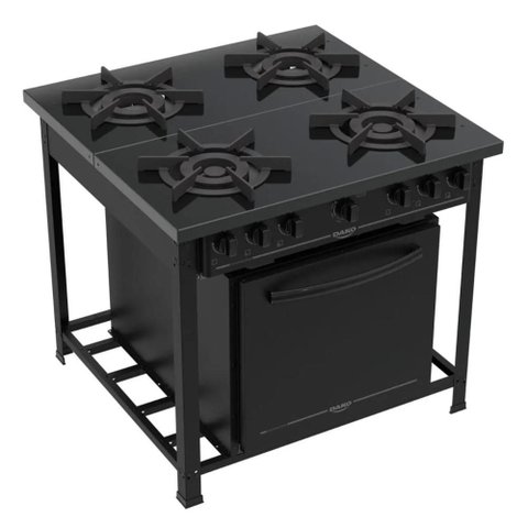 Fogao Industrial 4 Bocas Couracado Forno e Dupla Chama Dako Preto