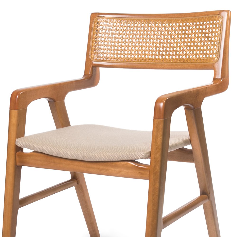 Conjunto de Cadeiras Flórida com Braços e Tela Castanho Claro Fabrispuma - 3
