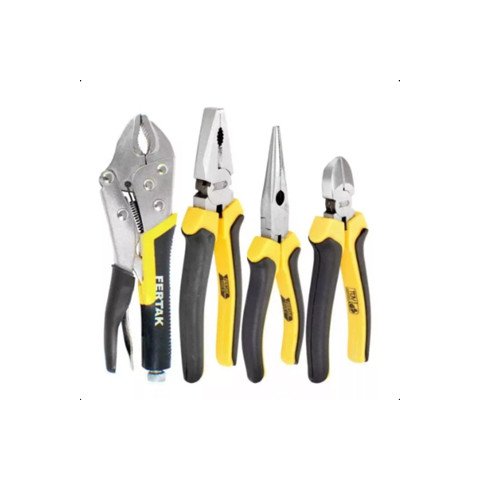 Kit Jogo 4 Alicates –1 Universal 8 Pol+1 de Corte 6"+1 de Bico 6"+1 Alicate de Pressão 10"pol
