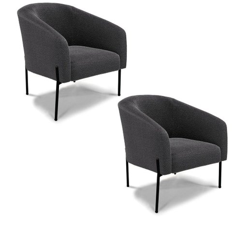 Cadeira Sala de Jantar Pé de Ferro Preto Kit 2 Stella Bouclê D03 - D\'rossi Cor Grafite