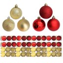 Ver imagem 1 de Kit 24 Bolas de Natal Dourada e 24 Bolas Vermelha Mista Fosca, Lisa e Glitter 5cm - Master Christmas