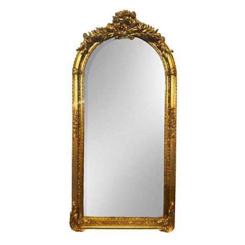 Espelho Clássico de Chão com Moldura Entalhe Dourado 193x95x6cm
