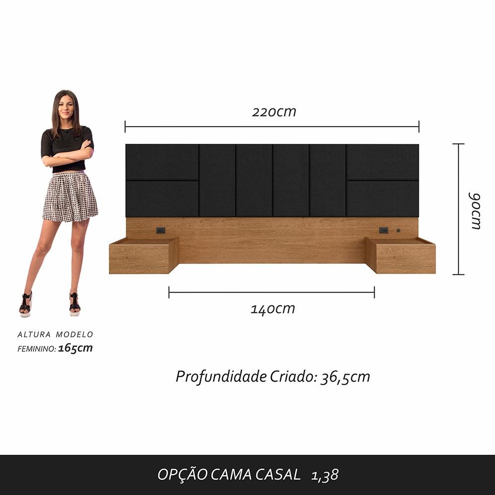 Cabeceira Suspensa Cama Casal com Led Malibu - M. Arapongas - 4