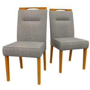 Conjunto Com 2 Cadeiras Estofadas Lectus Cor Ype Linho Cinza Claro New Ceval 13040-322 - YPE/LN02