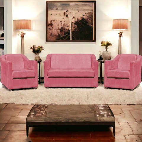 Kit Namoradeira Decorativa + 4 Poltronas para Sala Manicure Recepção Consultório Mila Suede