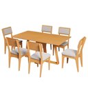 Ver imagem 2 de Conjunto Sala de Jantar Mesa 160cm com 6 Cadeiras Estofadas 100% MDF Carvalho Rosé/Bege Claro